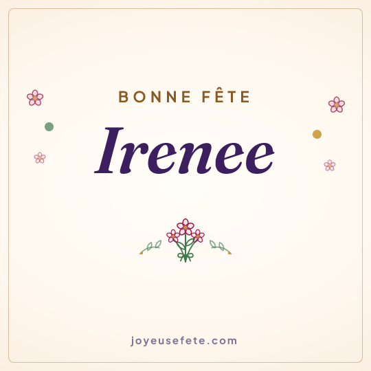 Image carrée « Bonne fête Irenee » pour WhatsApp