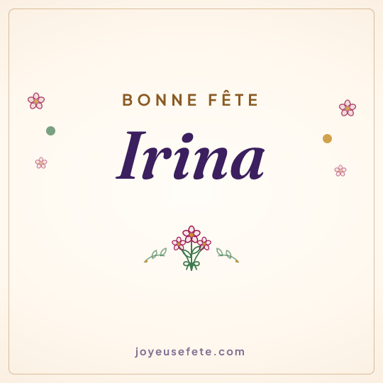 Image carrée « Bonne fête Irina » pour WhatsApp