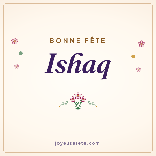 Image carrée « Bonne fête Ishaq » pour WhatsApp
