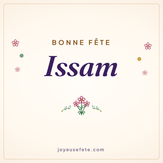 Image carrée « Bonne fête Issam » pour WhatsApp