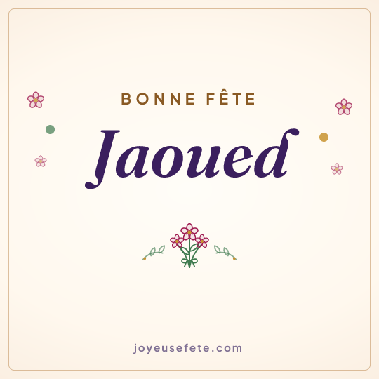 Image carrée « Bonne fête Jaoued » pour WhatsApp