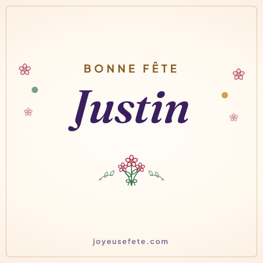 Image carrée « Bonne fête Justin » pour WhatsApp