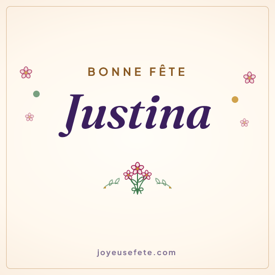 Image carrée « Bonne fête Justina » pour WhatsApp