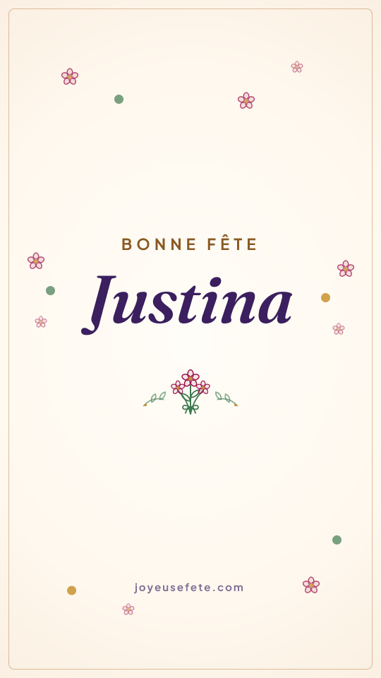 Image « Bonne fête Justina » au format story