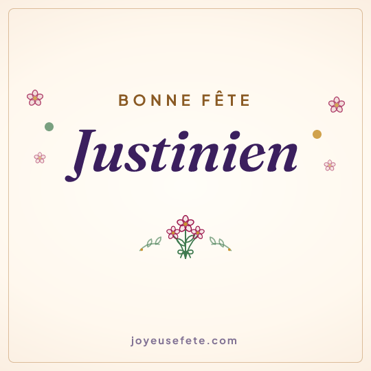 Image carrée « Bonne fête Justinien » pour WhatsApp