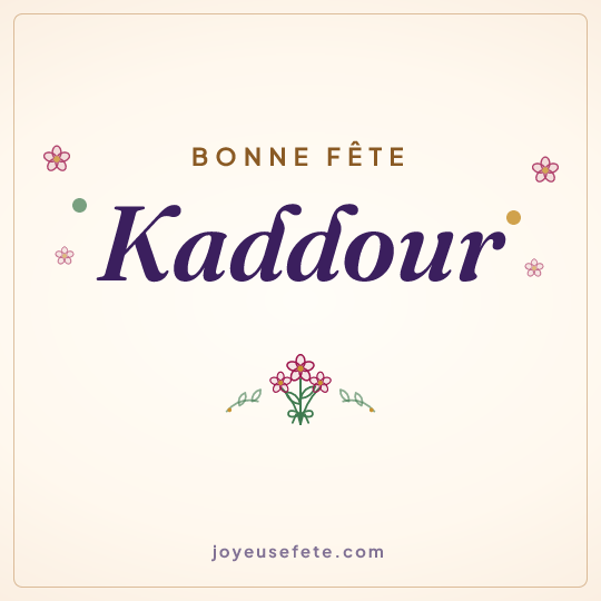 Image carrée « Bonne fête Kaddour » pour WhatsApp