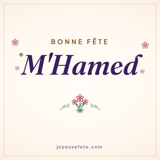 Image carrée « Bonne fête M'Hamed » pour WhatsApp