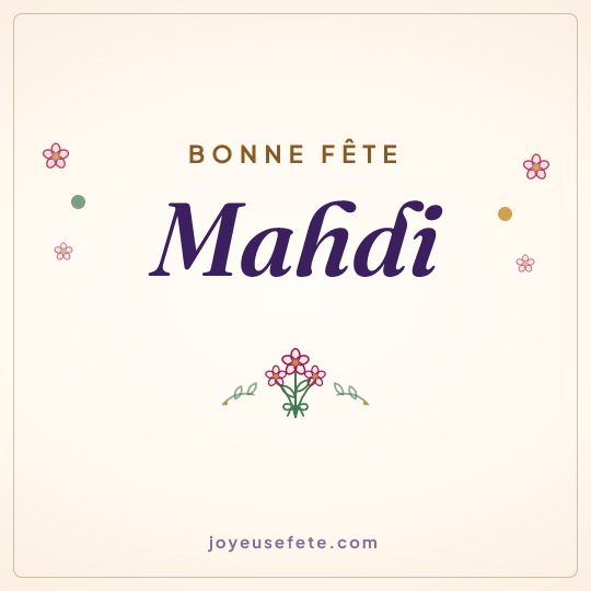Image carrée « Bonne fête Mahdi » pour WhatsApp
