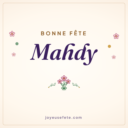 Image carrée « Bonne fête Mahdy » pour WhatsApp