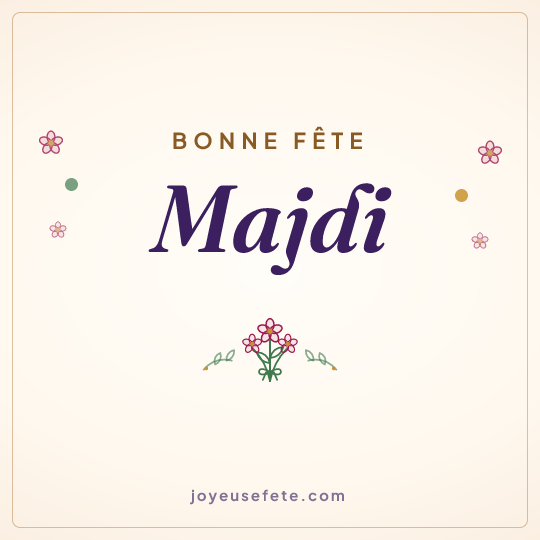 Image carrée « Bonne fête Majdi » pour WhatsApp