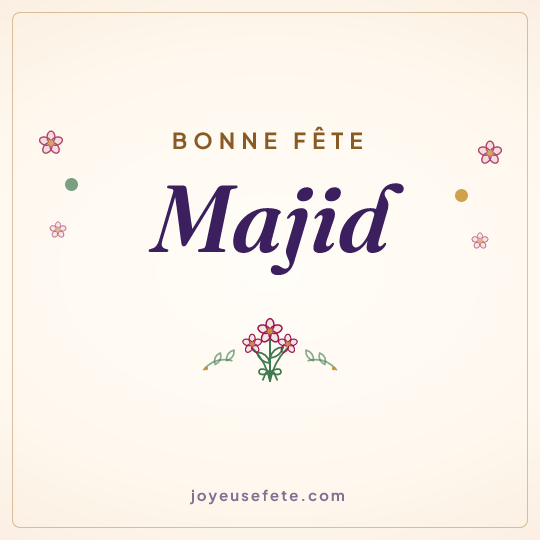 Image carrée « Bonne fête Majid » pour WhatsApp