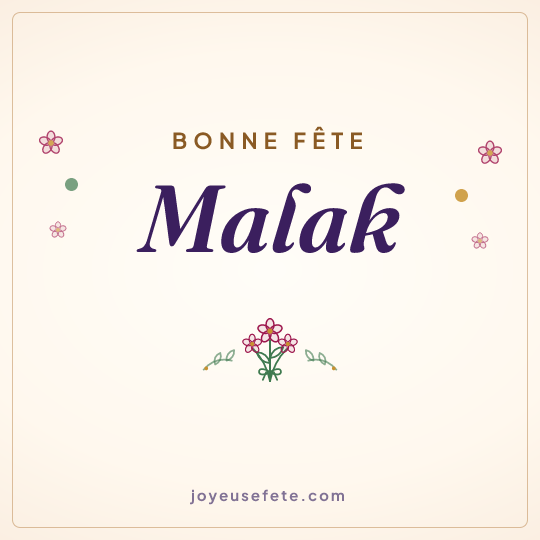 Image carrée « Bonne fête Malak » pour WhatsApp