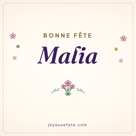 Image carrée « Bonne fête Malia » pour WhatsApp