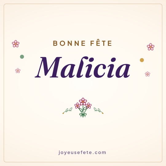 Image carrée « Bonne fête Malicia » pour WhatsApp