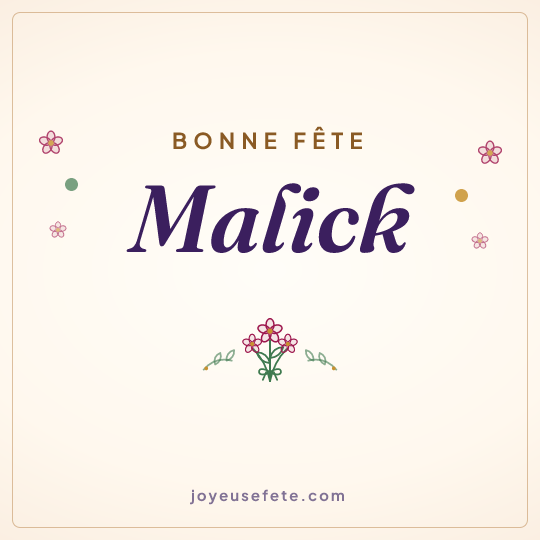 Image carrée « Bonne fête Malick » pour WhatsApp