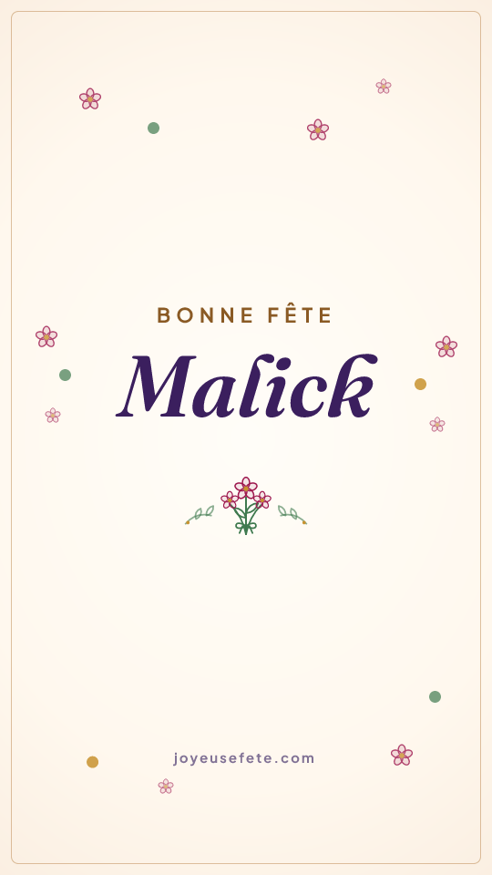 Image « Bonne fête Malick » au format story