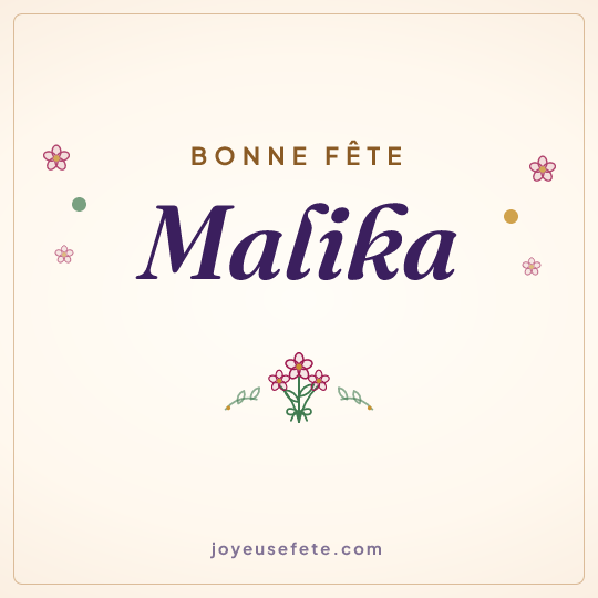 Image carrée « Bonne fête Malika » pour WhatsApp