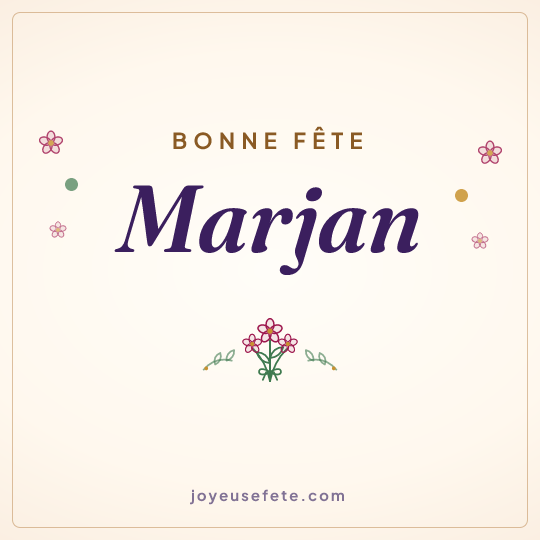 Image carrée « Bonne fête Marjan » pour WhatsApp