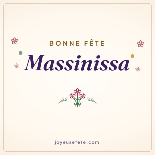 Image carrée « Bonne fête Massinissa » pour WhatsApp