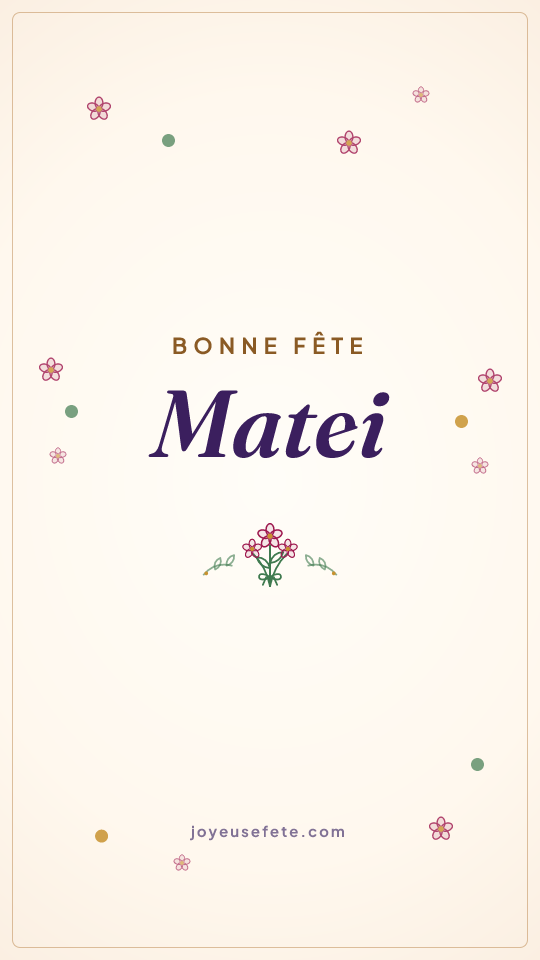 Image « Bonne fête Matei » au format story