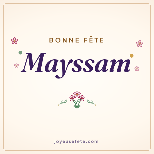 Image carrée « Bonne fête Mayssam » pour WhatsApp