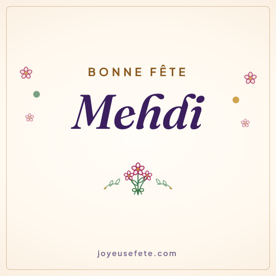 Image carrée « Bonne fête Mehdi » pour WhatsApp