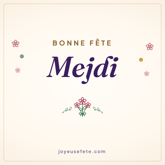 Image carrée « Bonne fête Mejdi » pour WhatsApp