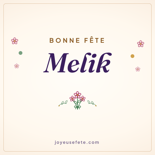 Image carrée « Bonne fête Melik » pour WhatsApp