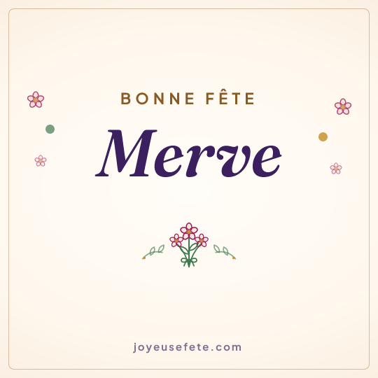 Image carrée « Bonne fête Merve » pour WhatsApp