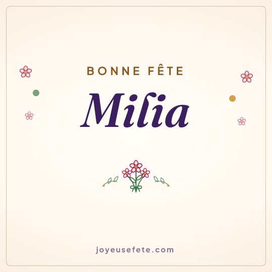 Image carrée « Bonne fête Milia » pour WhatsApp