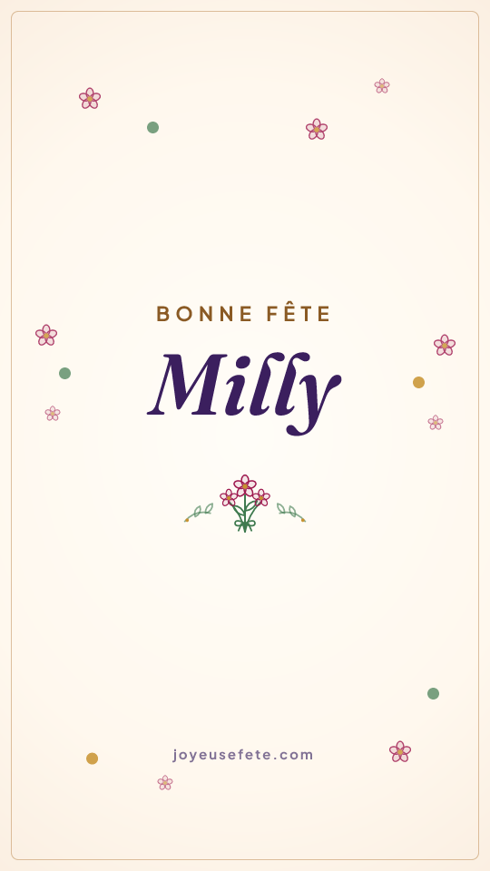 Image « Bonne fête Milly » au format story