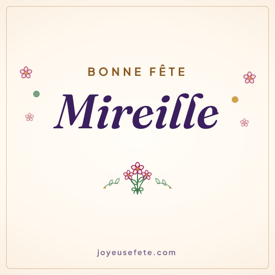 Image carrée « Bonne fête Mireille » pour WhatsApp