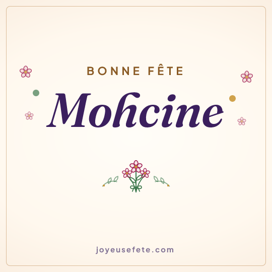 Image carrée « Bonne fête Mohcine » pour WhatsApp