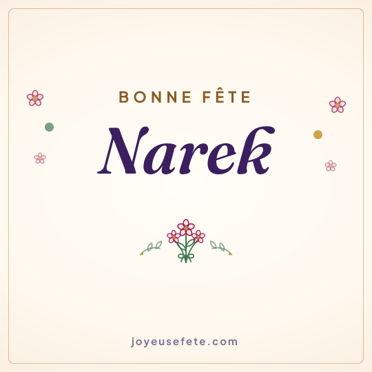 Image carrée « Bonne fête Narek » pour WhatsApp
