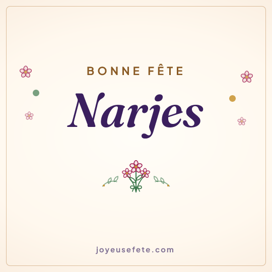 Image carrée « Bonne fête Narjes » pour WhatsApp
