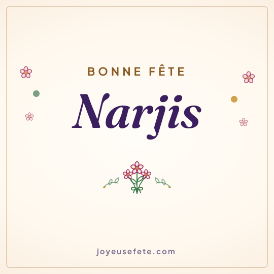 Image carrée « Bonne fête Narjis » pour WhatsApp