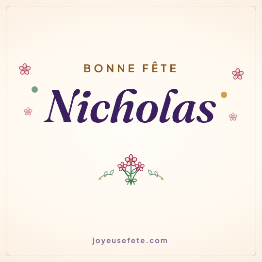 Image carrée « Bonne fête Nicholas » pour WhatsApp