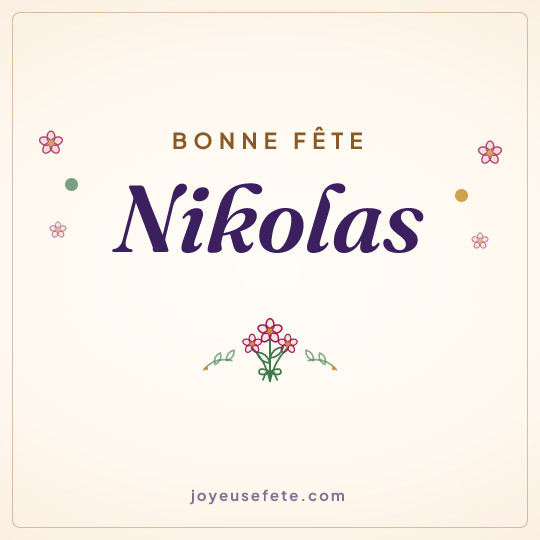 Image carrée « Bonne fête Nikolas » pour WhatsApp