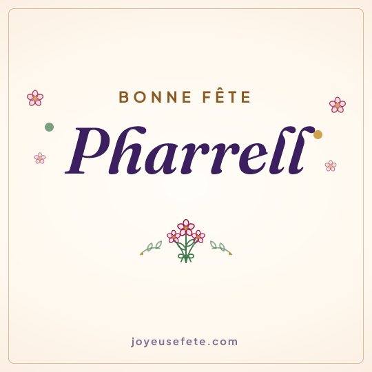 Image carrée « Bonne fête Pharrell » pour WhatsApp
