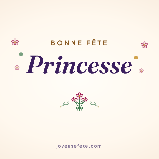 Image carrée « Bonne fête Princesse » pour WhatsApp