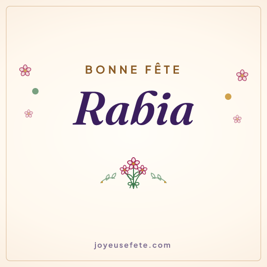 Image carrée « Bonne fête Rabia » pour WhatsApp