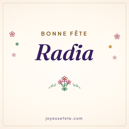Image carrée « Bonne fête Radia » pour WhatsApp