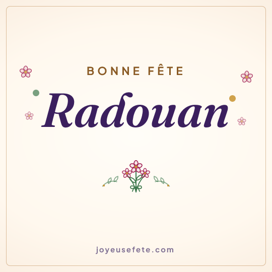 Image carrée « Bonne fête Radouan » pour WhatsApp