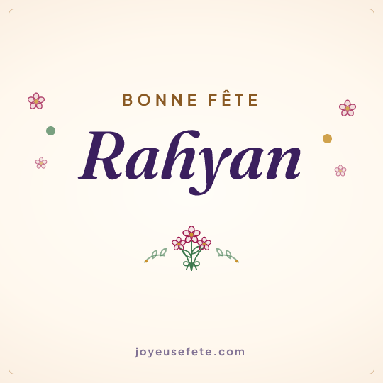 Image carrée « Bonne fête Rahyan » pour WhatsApp