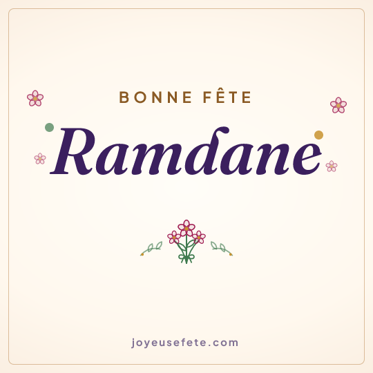 Image carrée « Bonne fête Ramdane » pour WhatsApp
