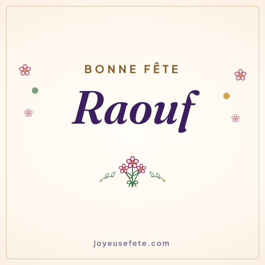 Image carrée « Bonne fête Raouf » pour WhatsApp