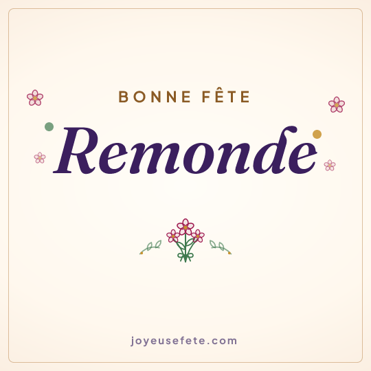 Image carrée « Bonne fête Remonde » pour WhatsApp