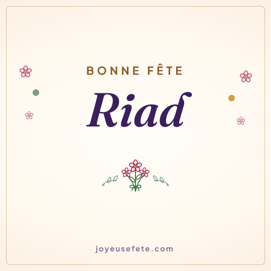 Image carrée « Bonne fête Riad » pour WhatsApp