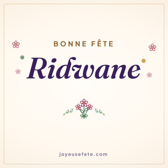Image carrée « Bonne fête Ridwane » pour WhatsApp
