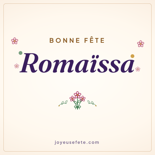 Image carrée « Bonne fête Romaïssa » pour WhatsApp